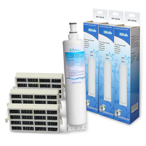 3x Bauknecht water filter SBS103, 484000008723, SBS003, 481281719155 compatible +3 air filters