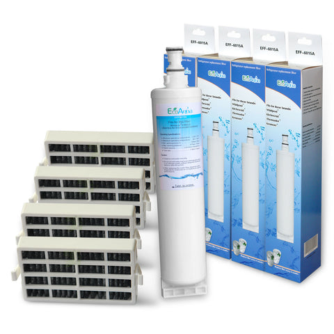 4x ECOPURE EFF-6015A water filter for Whirlpool 4396510 + 4 hygiene filters