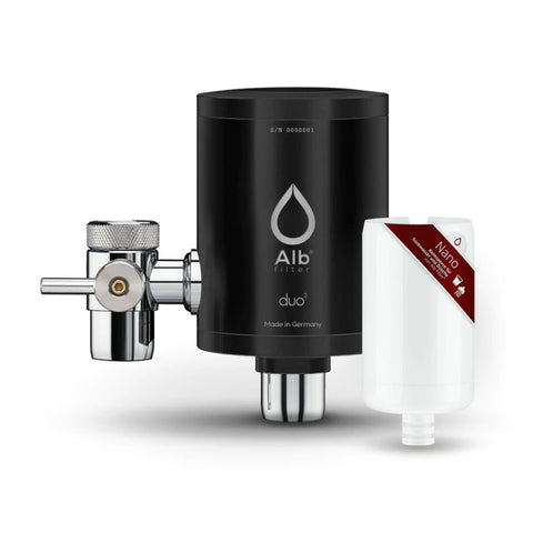 Alb Filter Duo Nano Trinkwasserfilter für Wasserhahn (Edelstahl Schwarz)