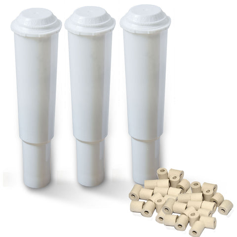 3x AF02 DelfinFilter für Jura-Kaffeemaschine mit weißem Filter 60209 Plus White, gratis EM-Pipes