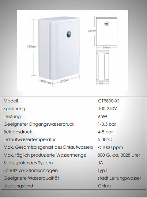 Compact 800 GPD Direct Flow Reverse Osmosis System