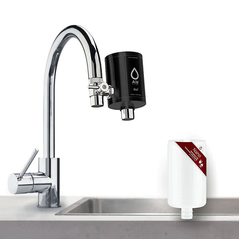 Alb Filter Duo Nano Trinkwasserfilter für Wasserhahn (Edelstahl Schwarz)