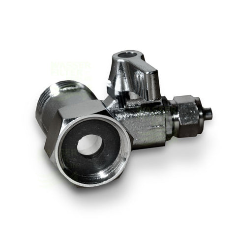 Anschluss mit Hahn, 3/8" AG/IG x 3/8" Schlauch