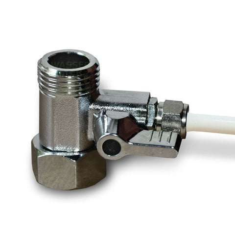 Anschluss mit Hahn, 3/8" AG/IG x 3/8" Schlauch