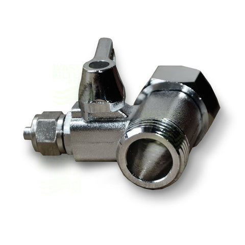 Anschluss mit Hahn, 3/8" AG/IG x 1/4" Schlauch