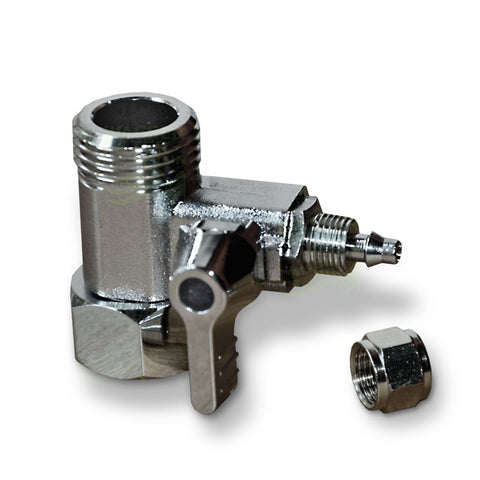 Anschluss mit Hahn, 3/8" AG/IG x 1/4" Schlauch