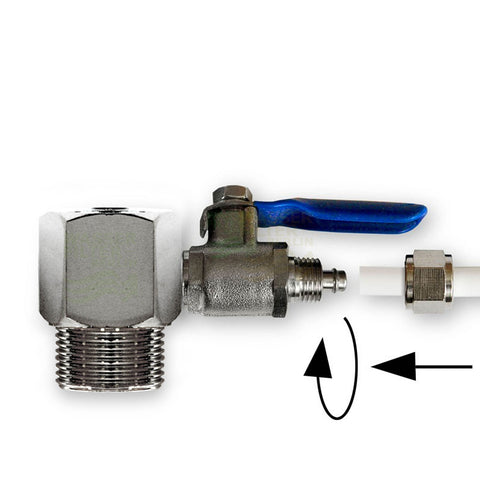 3/8 Zoll Wasseranschl. m. Absperrhahn 1/4"  f. SBS Kühlschr., Umkehrosmose