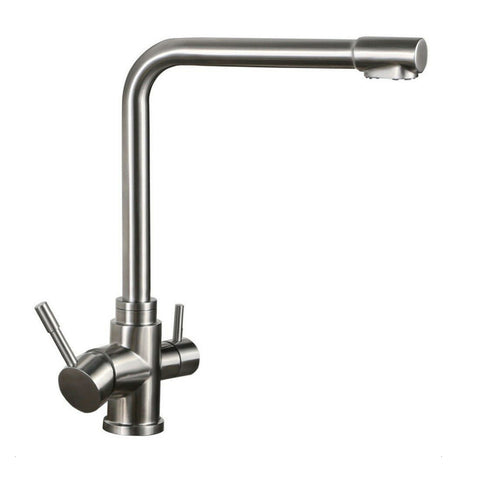 Aquamarin Grazia, Designer 3-Wege-Wasserhahn, Edelstahl massiv 