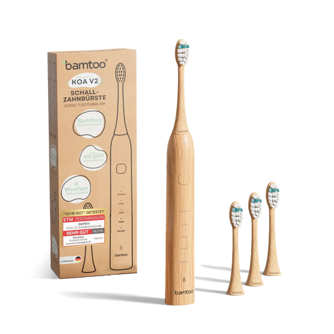 Bamtoo V2 nachhaltige Schallzahnbürste + 3 Bürstenköpfe Pro 3D Set