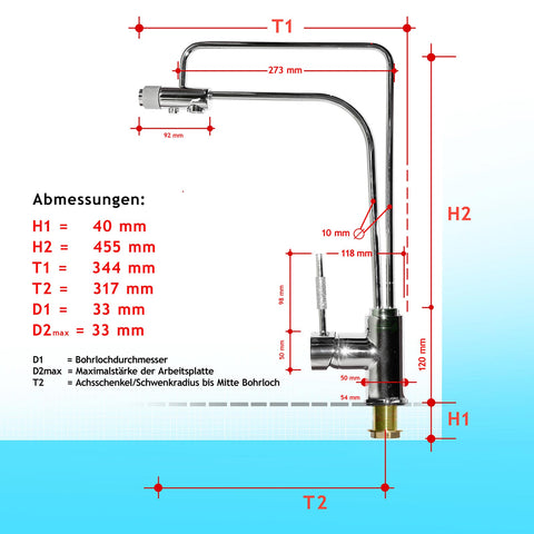 Design-Drei-Wege-Wasserhahn Gracil, 3-Wege-Wasserhahn, Sonderpreis