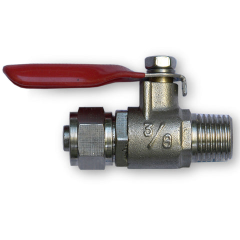 Kugelhahn für Wasseranschluss Umkehrosmose 1/4" AG x 3/8" Schlauch