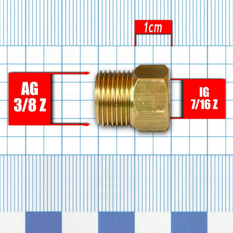 Adapter 7/16" IG zu 3/8" AG (Messing)